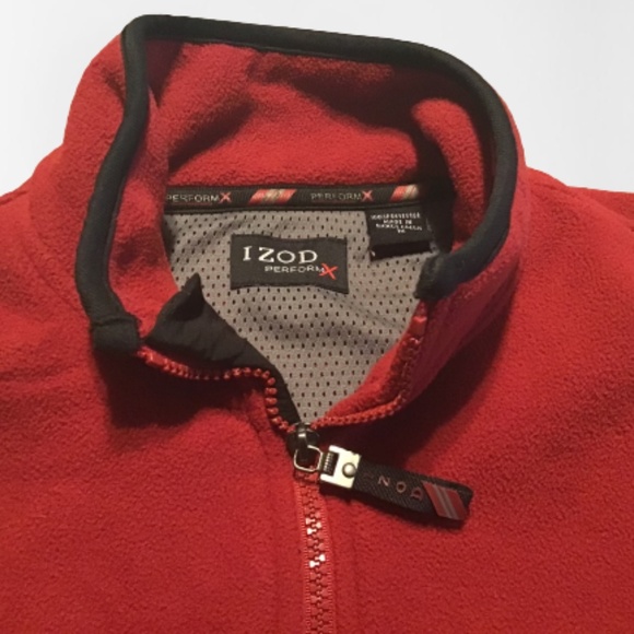 Izod Perform X Men’s Pullover Fleece Jacket 1/2 Zip Red - Picture 2 of 2